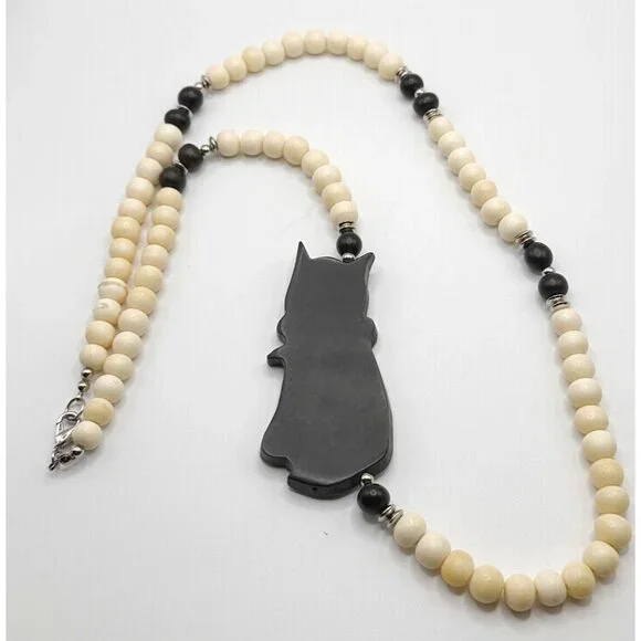 Made in The Philippines Inlaid Kitty Cat Beaded‎ Necklace - Picture 3 of 3